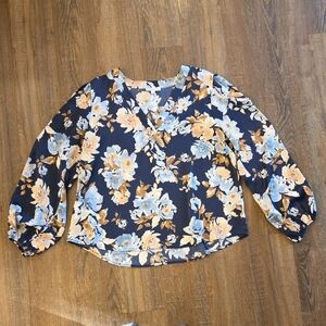 Ophelia Roe XL Chic Navy Floral Blouse